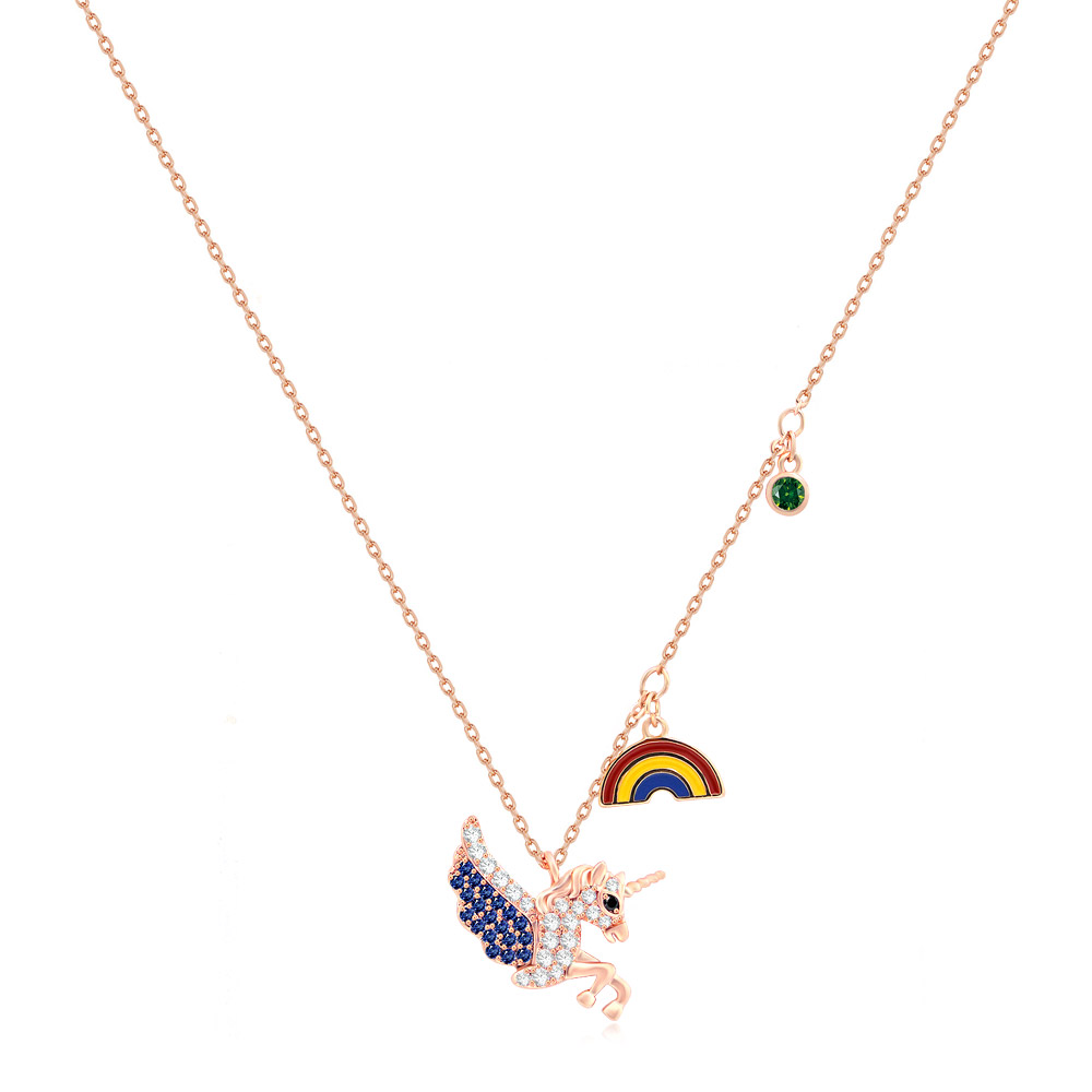 Flying Unicorn Rainbow Necklace
